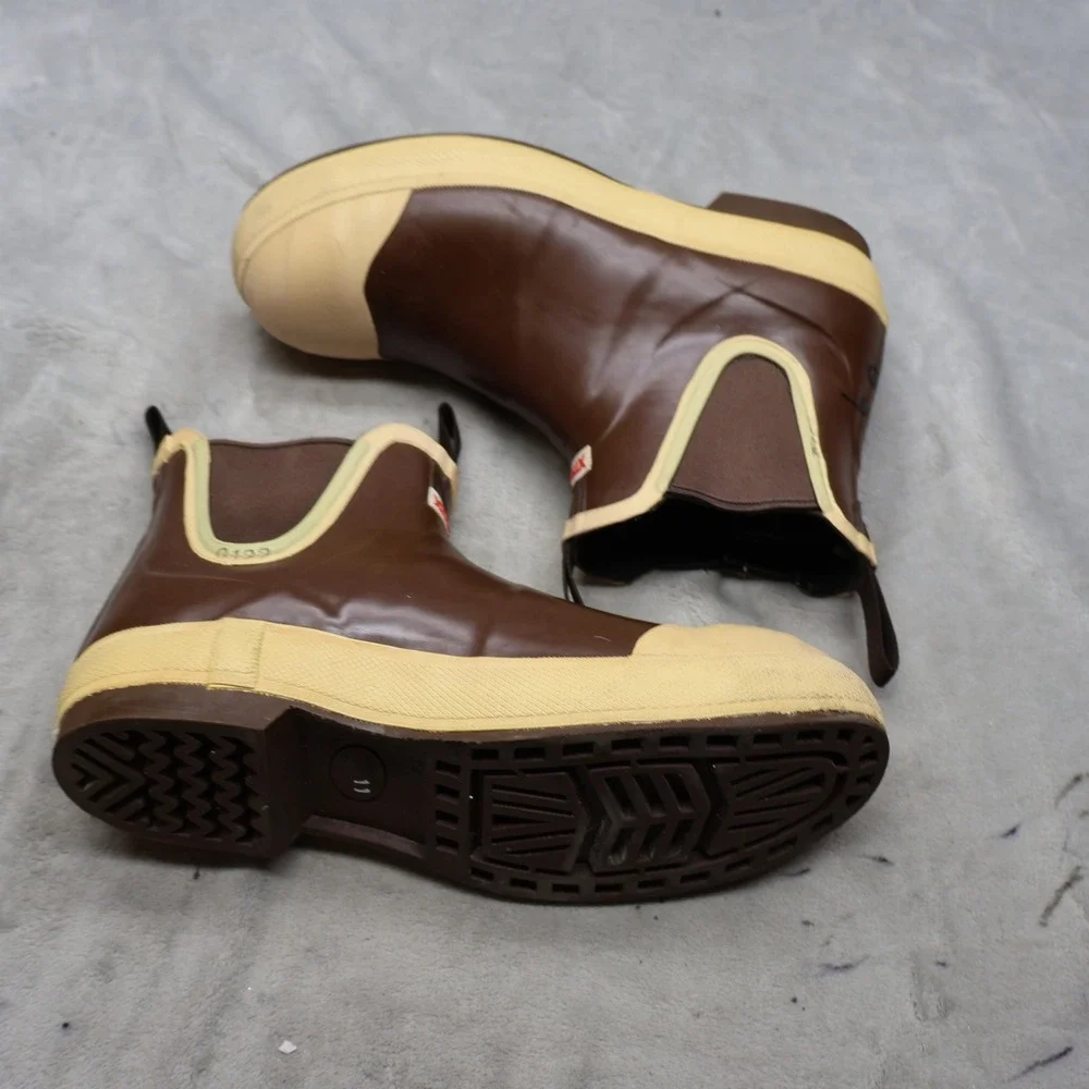 XTRATUF Mens 11 Rain Boots Brown Deck Waterproof Slip Resistant Fishing Workwear